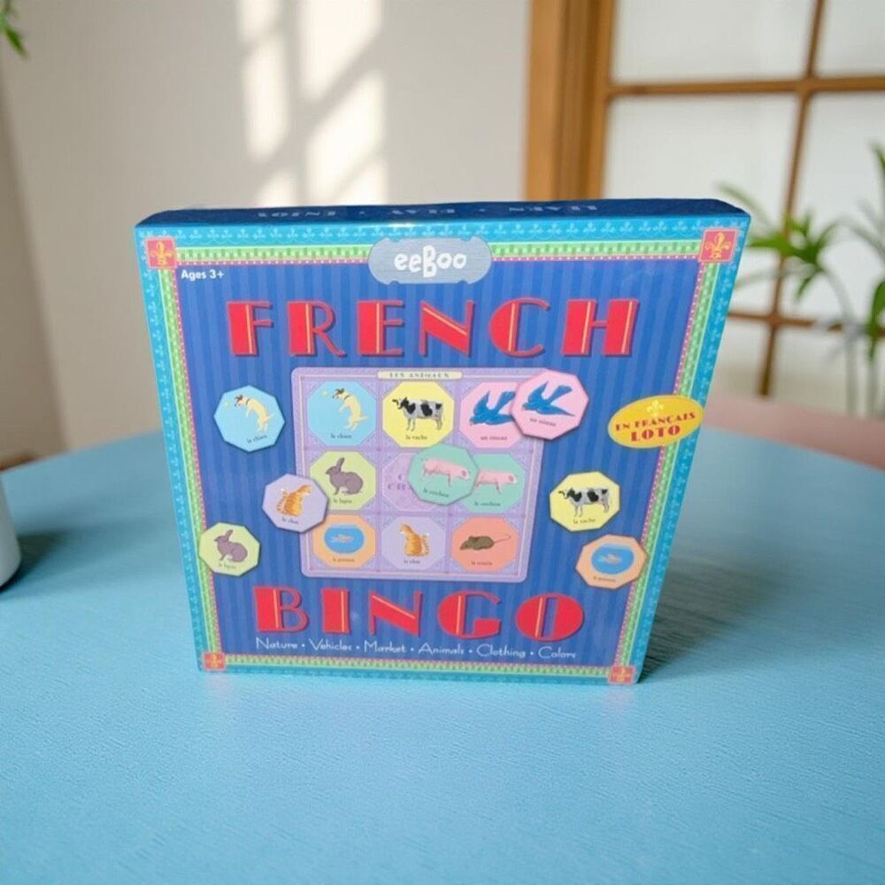 eeBoo French Bingo Game Foreign Language Kids Nature Vehicle Animal Color Foods